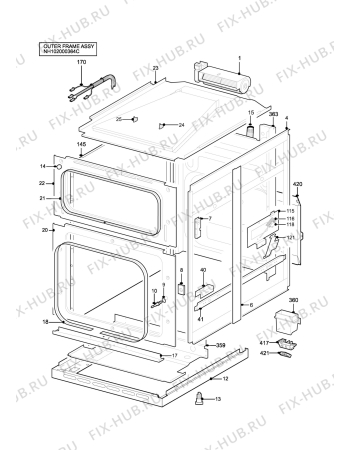 Взрыв-схема плиты (духовки) Parkinson Cowan SIM554WN - Схема узла H10 Outer Frame